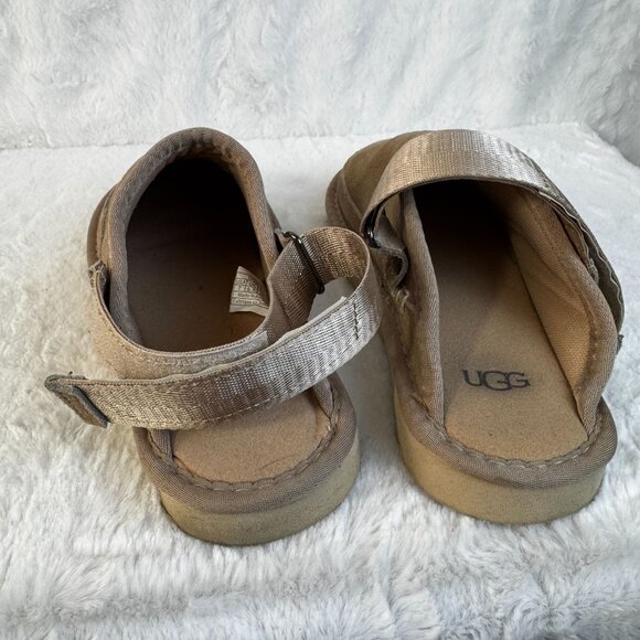 UGG Suede Slingback Slip-On Adjustable Strap Clogs Size 7 Beige Goldenstar Sand - Picture 7 of 8